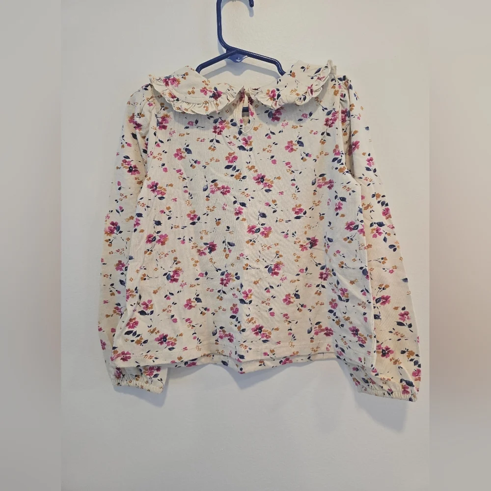 Gap Floral Kids Shirt with Peter Pan Collar Size 5 Nwt